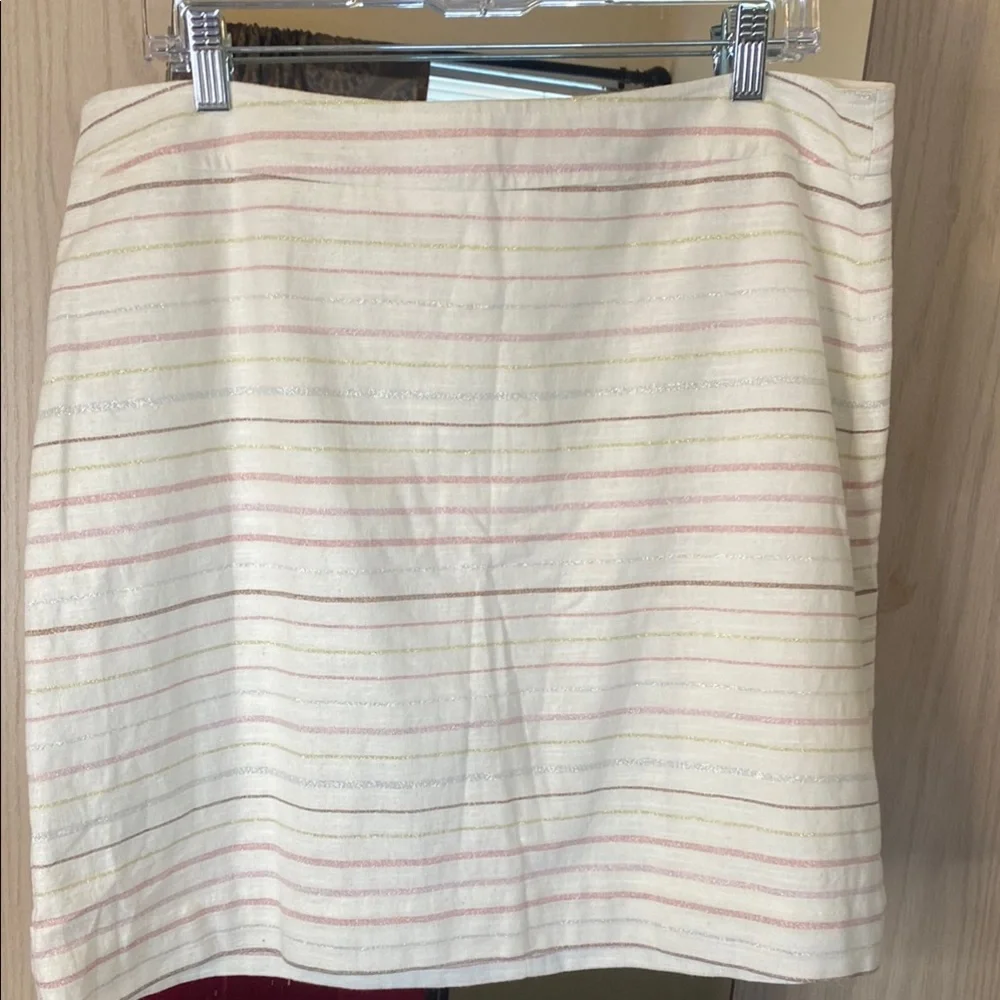 Loft SZ 14 Striped Cream Skirt NWOT - Picture 1 of 5